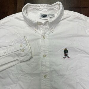 Vintage 90s 1994 Warner Bros Looney Tunes Collar Button Down Shirt Mens L MARVIN
